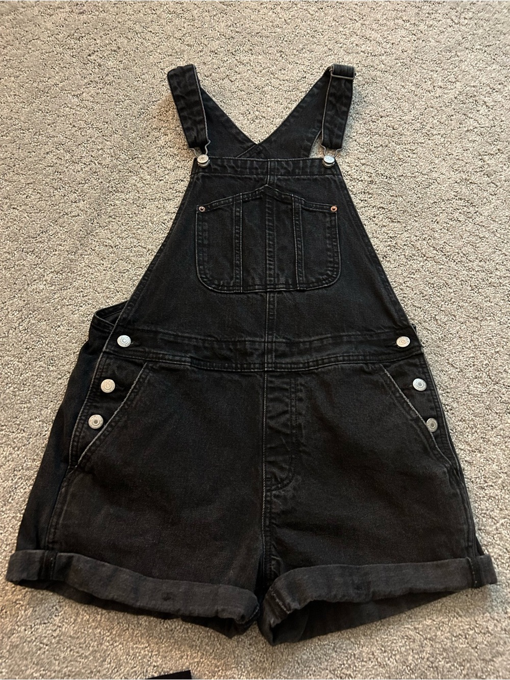 Old Navy Black Denim Short Overalls